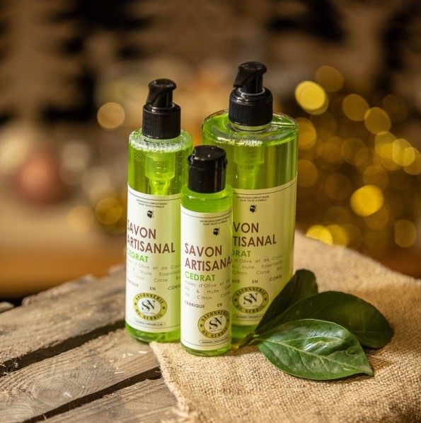 savon liquide artisanal corse cédrat