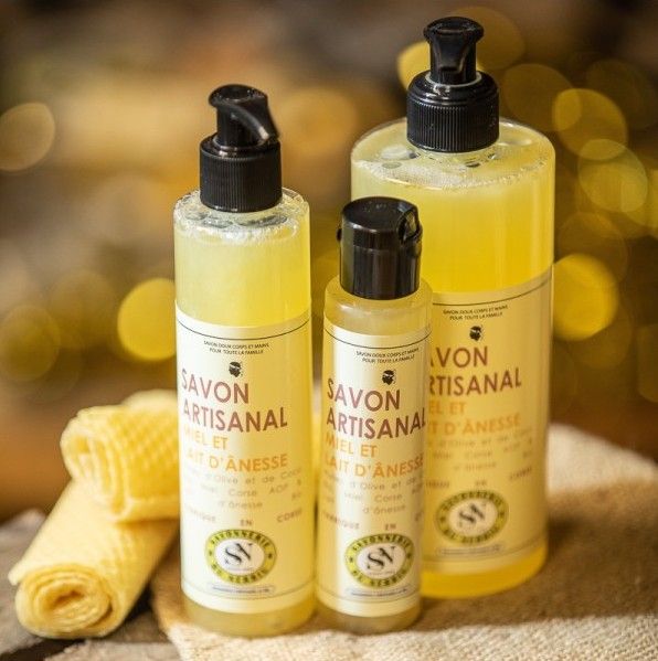 savon liquide artisanal corse miel lait d'anesse
