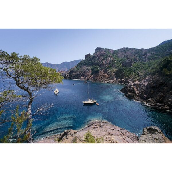 Photo de voiliers dans l'anse d'Elbo en Corse